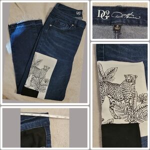 Dark Blue Jeans with Cheetah Print by R2
